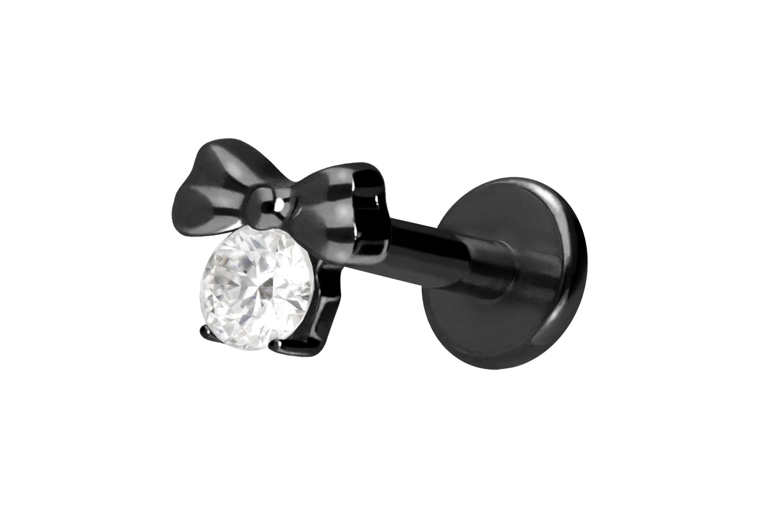 Titan Labret Piercing mit Innengewinde SCHLEIFE + KRISTALL